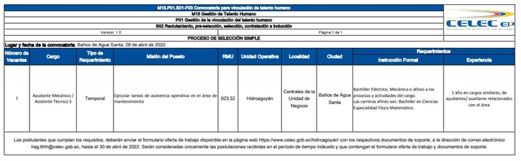 CONVOCATORIA POR PARTE DE CELECEP