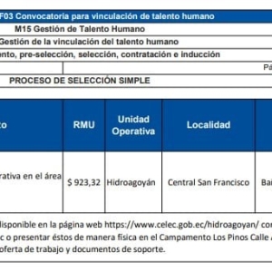 CONVOCATORIA POR PARTE DE CELEC